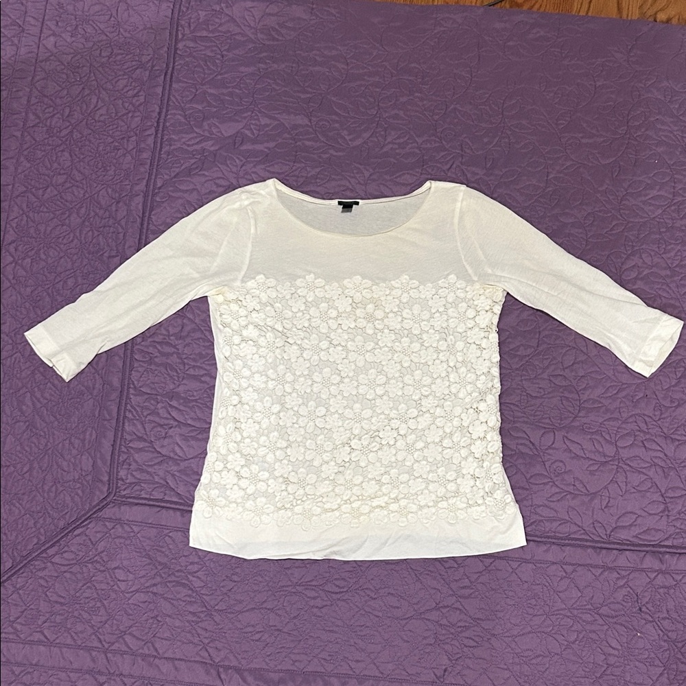 J. Crew Ivory Floral Lace Women's Top